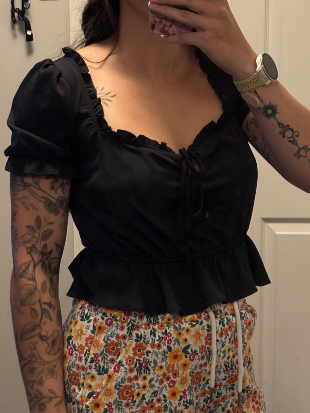 Urban Outfitters Riley Ruffle Tie-Front Blouse